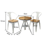 SOLARA 3-Piece Table Outdoor Frame Table for + with Iron 2 - Patio Wood,1 PS White and Set Chairs Chair Use