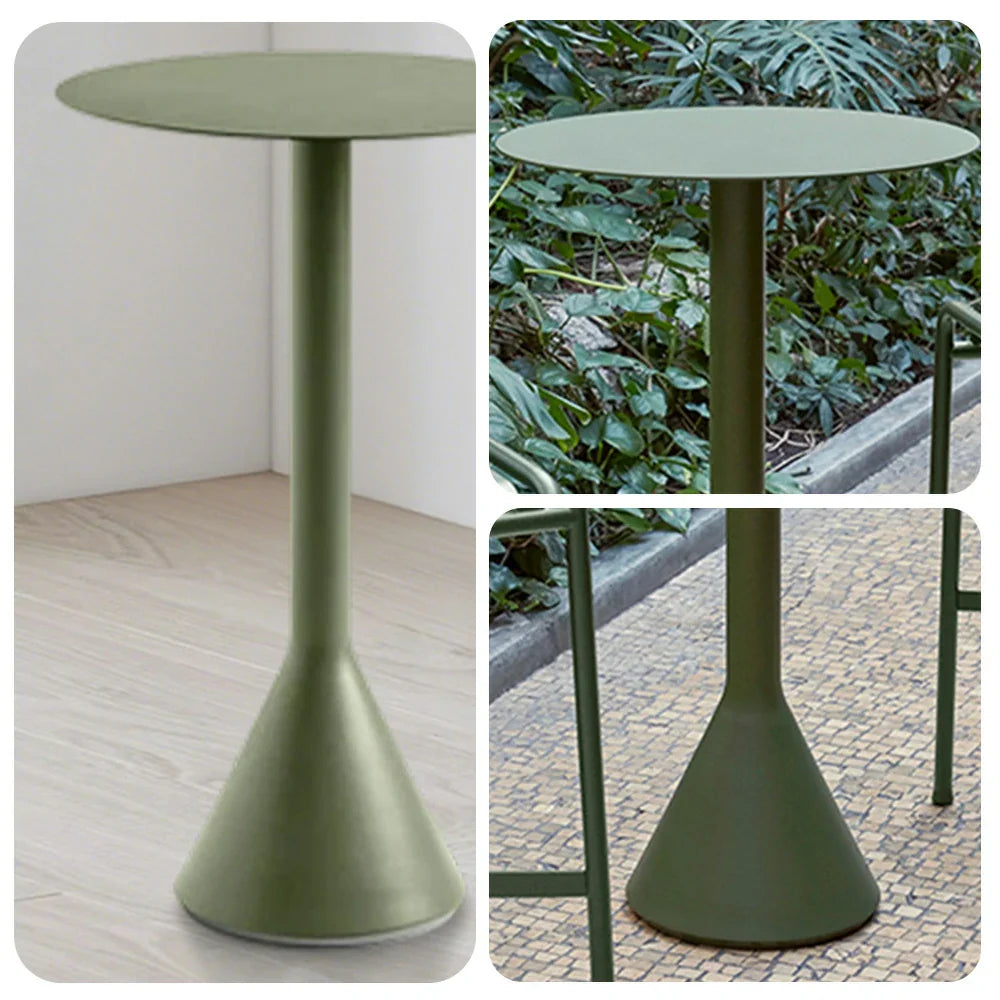 SOLARA Olive Powder-Coated Indoor/Outdoor Design Modern for Stool Steel Sleek Green Base - Bar with Use