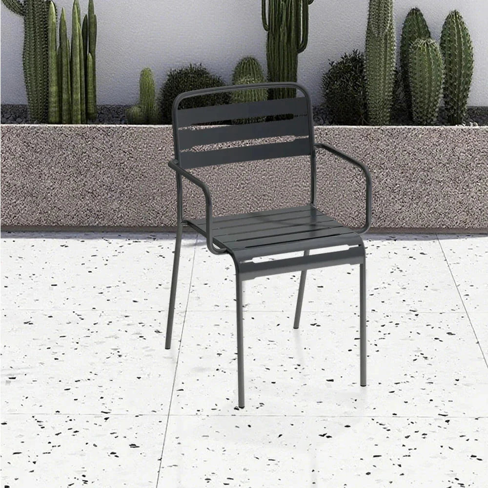 SOLARA Gray Iron Construction Indoor or Outdoor Metal for Durable Chair Use