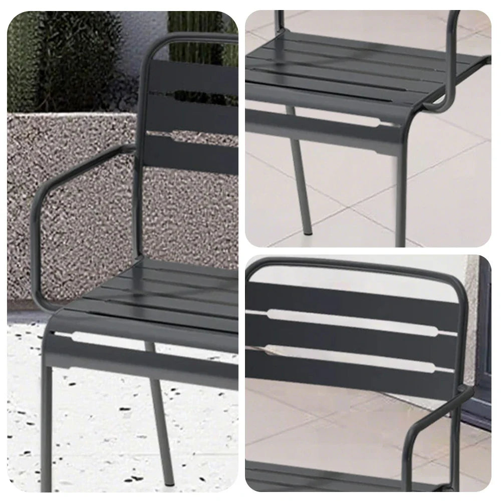 SOLARA Gray Iron Construction Indoor or Outdoor Metal for Durable Chair Use