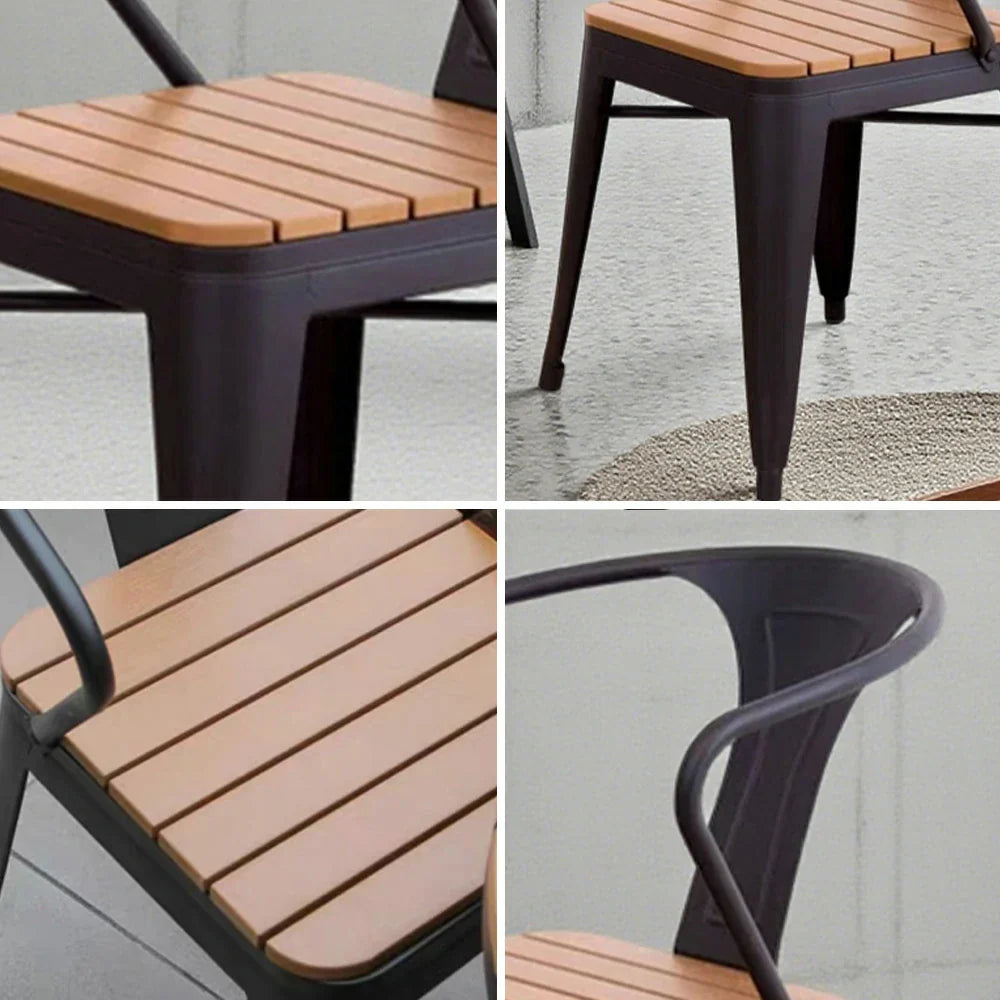 SOLARA Outdoor Iron Durable Weather-Resistant Chair - with Sturdy Black PS Wood Construction, Frame Welded Seat, Design