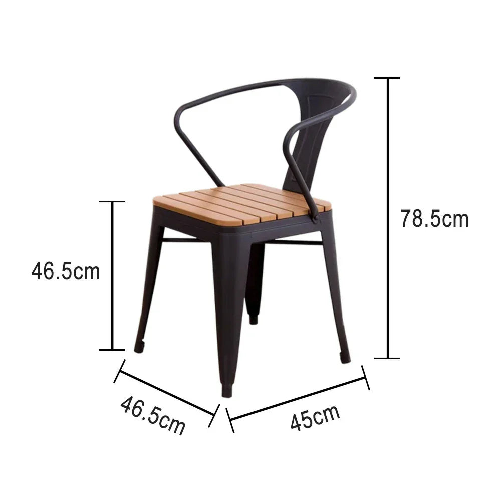 SOLARA Outdoor Iron Durable Weather-Resistant Chair - with Sturdy Black PS Wood Construction, Frame Welded Seat, Design