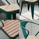 SOLARA Outdoor Wood Iron Seat, Chair PS - Weather-Resistant Welded Patio Green Sturdy Frame, Build