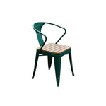 SOLARA Outdoor Wood Iron Seat, Chair PS - Weather-Resistant Welded Patio Green Sturdy Frame, Build