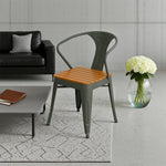 SOLARA Outdoor - Weather-Resistant Sturdy Chair Iron Wood PS Gray Patio Welded Seat, Frame, Build