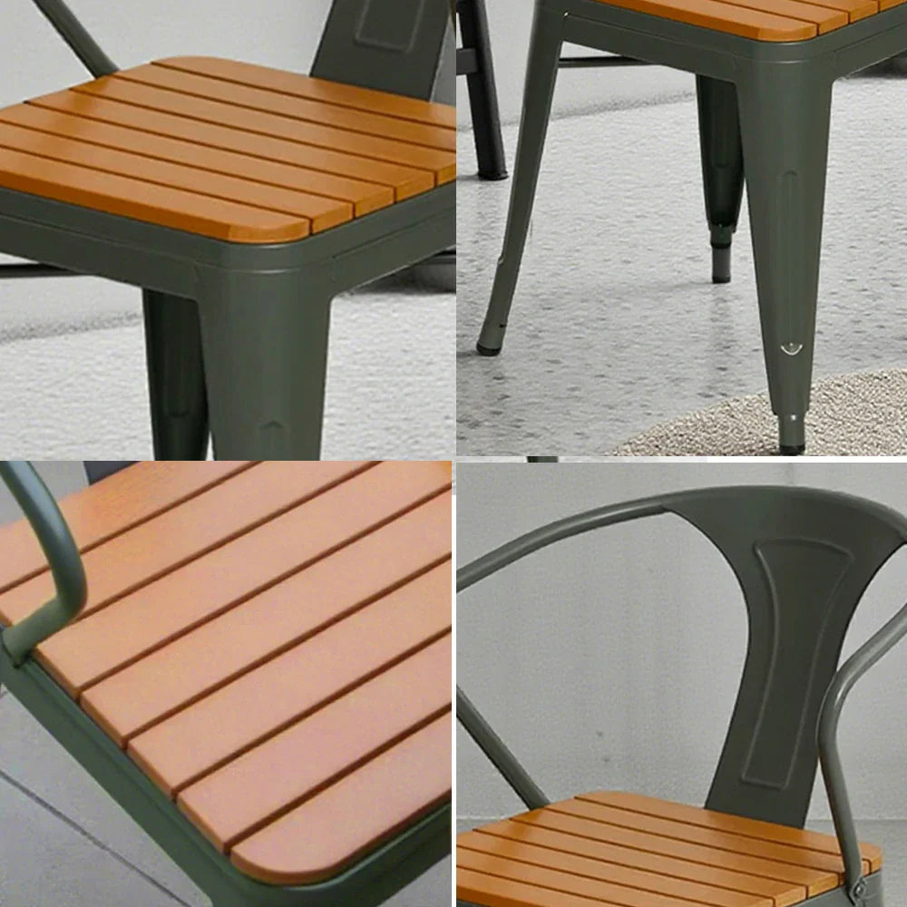 SOLARA Outdoor - Weather-Resistant Sturdy Chair Iron Wood PS Gray Patio Welded Seat, Frame, Build