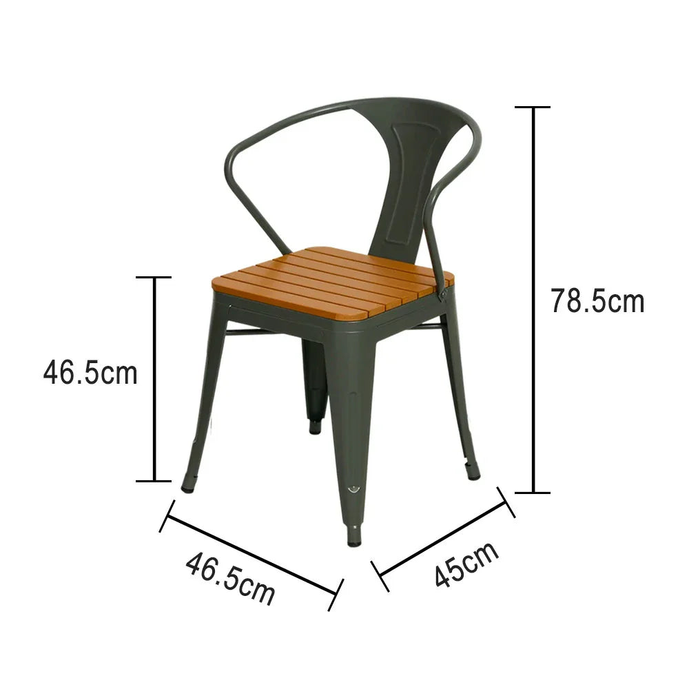 SOLARA Outdoor - Weather-Resistant Sturdy Chair Iron Wood PS Gray Patio Welded Seat, Frame, Build