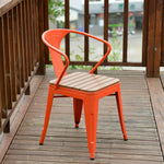 SOLARA Outdoor Sturdy Weather-Resistant - PS Chair Frame, Red Seat, Wood Welded Iron Patio Build