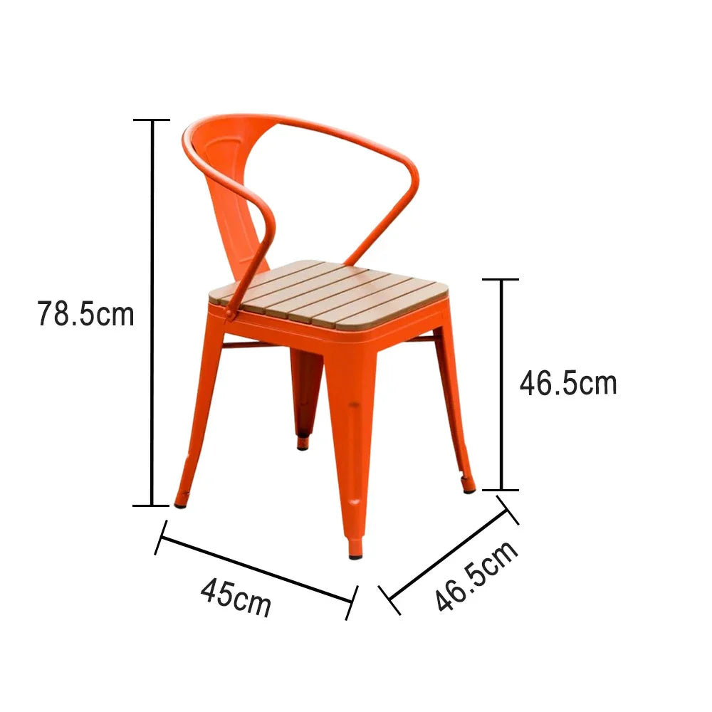 SOLARA Outdoor Sturdy Weather-Resistant - PS Chair Frame, Red Seat, Wood Welded Iron Patio Build