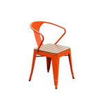 SOLARA Outdoor Sturdy Weather-Resistant - PS Chair Frame, Red Seat, Wood Welded Iron Patio Build