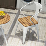 SOLARA Outdoor Frame Chair Welded Durable with White Seat, PS Sturdy - Iron Wood Construction