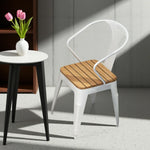 SOLARA Outdoor Frame Chair Welded Durable with White Seat, PS Sturdy - Iron Wood Construction