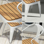 SOLARA Outdoor Frame Chair Welded Durable with White Seat, PS Sturdy - Iron Wood Construction