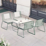 SOLARA Iron - Minimalist 4 Set Lounge Tables and - Metal 2 Finish Chair Chairs, Gold Table Frame, with Green
