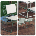 SOLARA Iron - Minimalist 4 Set Lounge Tables and - Metal 2 Finish Chair Chairs, Gold Table Frame, with Green