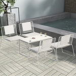 SOLARA Iron 4 Table Finish Set Lounge Chairs, Frame, - Tables Chair and Gold with Minimalist - Metal 2 White