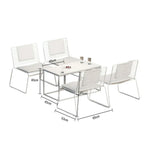 SOLARA Iron 4 Table Finish Set Lounge Chairs, Frame, - Tables Chair and Gold with Minimalist - Metal 2 White