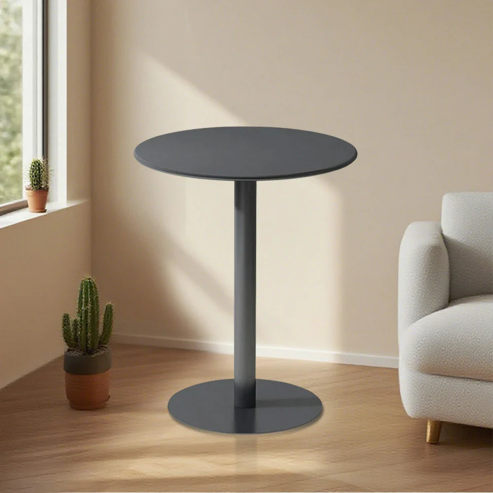 SOLARA Round Wrought Construction, Patio Table Metal Durable Gray - for Weather-Resistant Garden Iron or Use