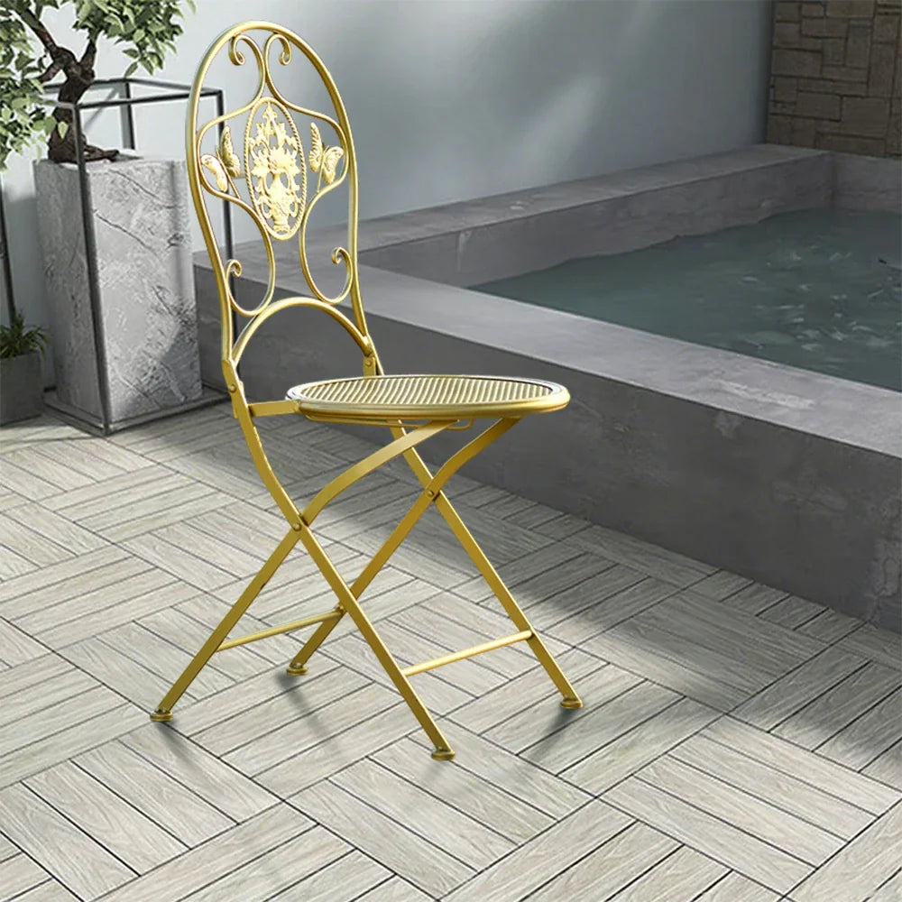 SOLARA Foldable Chair Army Compact Gold Iron - Durable Design