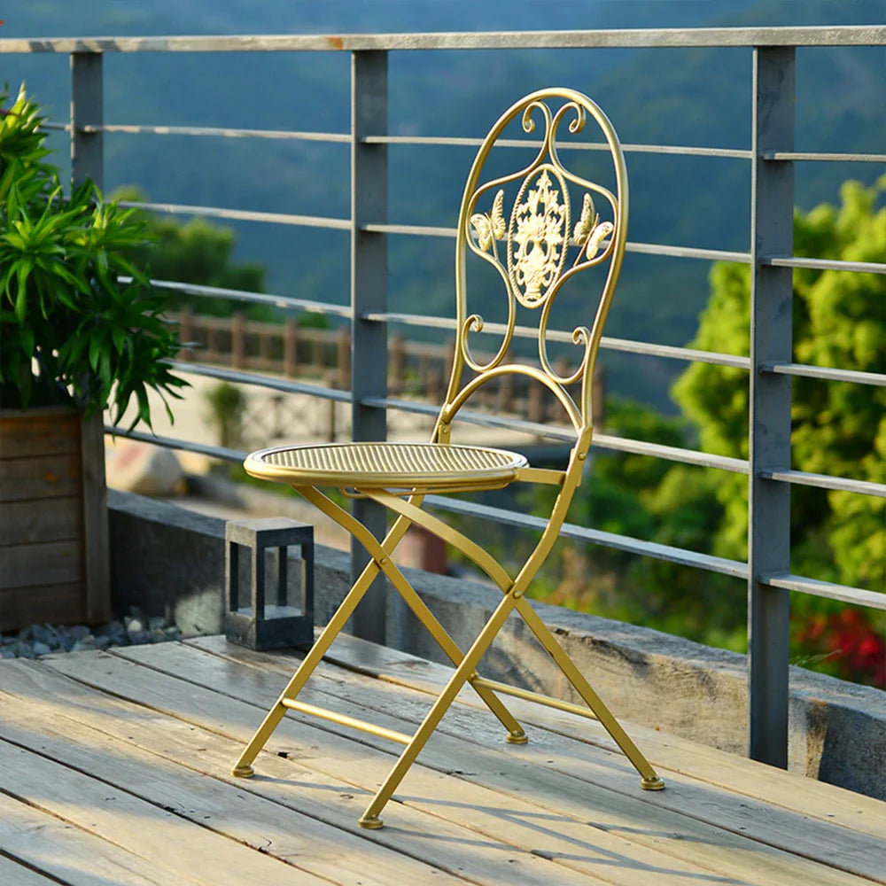 SOLARA Foldable Chair Army Compact Gold Iron - Durable Design