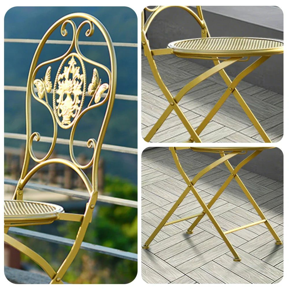 SOLARA Foldable Chair Army Compact Gold Iron - Durable Design