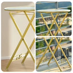 SOLARA Foldable Table Iron Design Gold - Space-Saving Stylish Indoor Durable for and or Outdoor Use