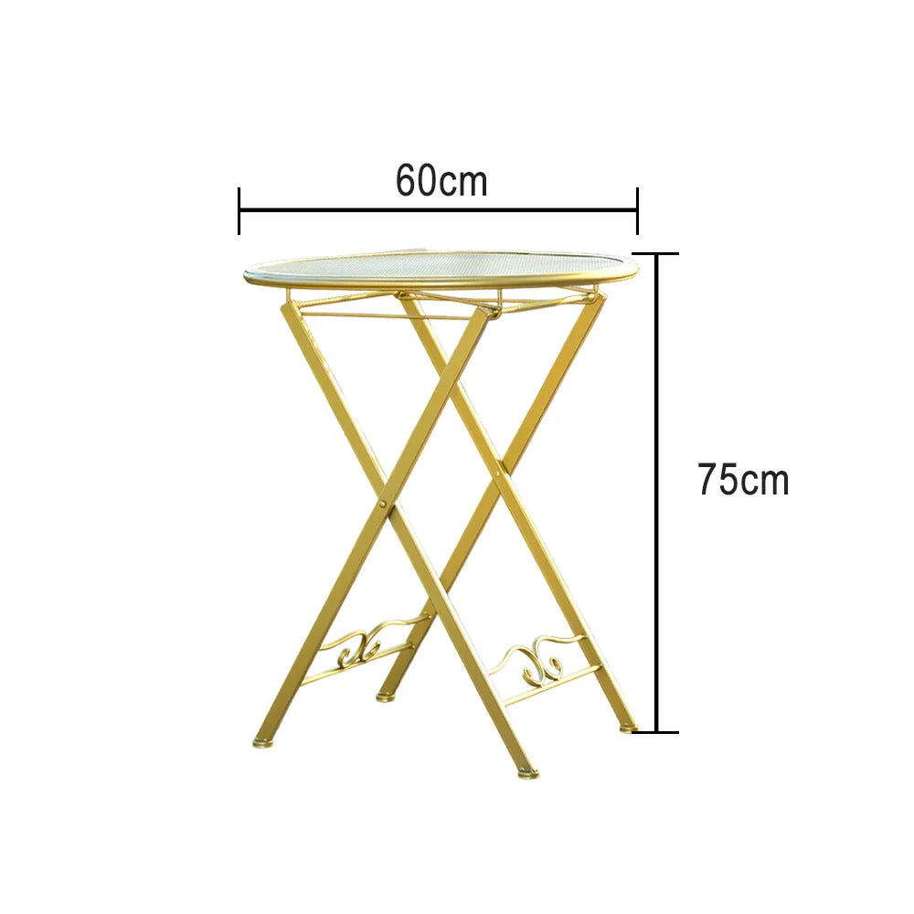 SOLARA Foldable Table Iron Design Gold - Space-Saving Stylish Indoor Durable for and or Outdoor Use