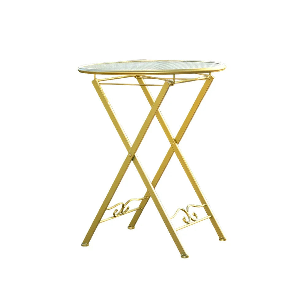 SOLARA Foldable Table Iron Design Gold - Space-Saving Stylish Indoor Durable for and or Outdoor Use