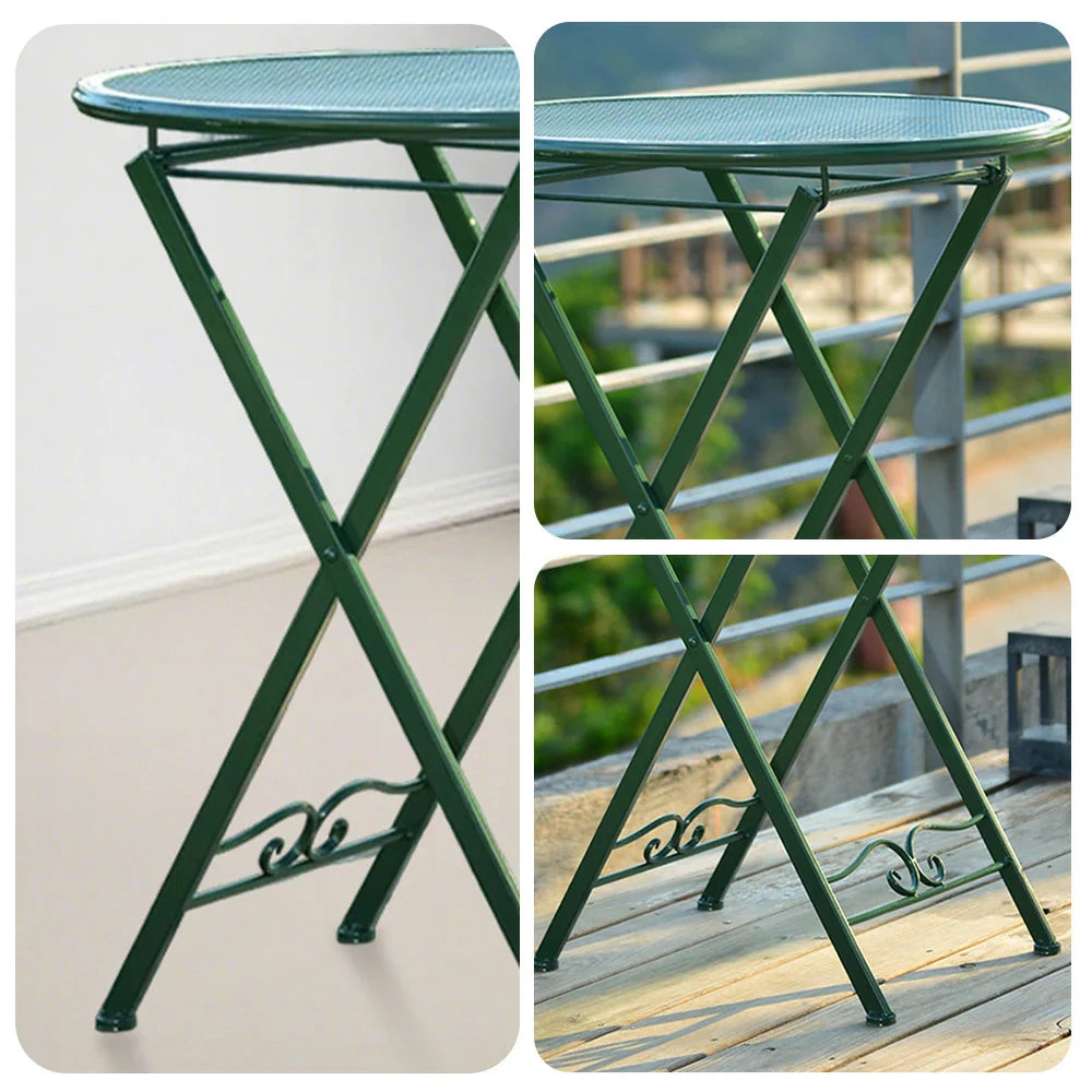 SOLARA Foldable - Outdoor Iron Army for Durable Green Patio Design Table Compact, or Use