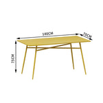 SOLARA Outdoor - Rectangular Sizes Table Dining Wrought Iron 120/140cm Construction, - Yellow