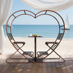 SOLARA Outdoor Heart-Shaped Chair, Double Steel - Frame Galvanized Thickened Brown