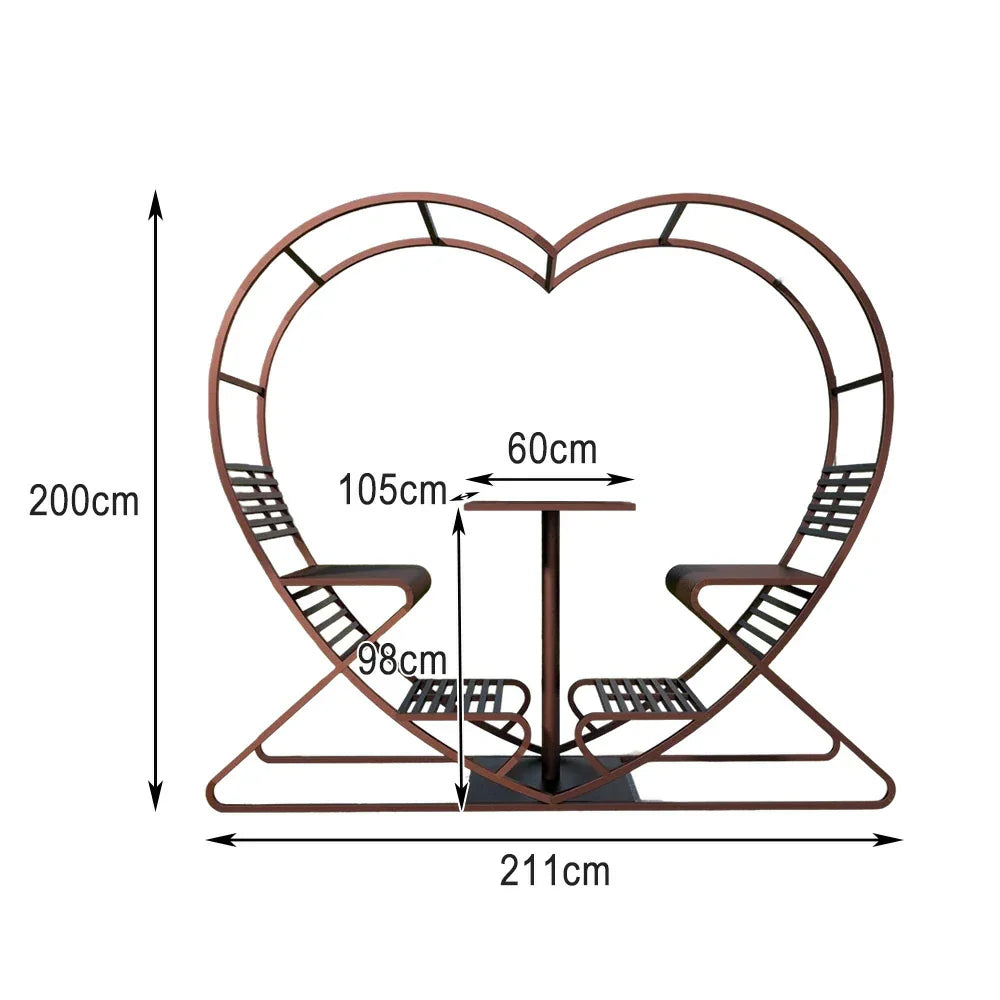 SOLARA Outdoor Heart-Shaped Chair, Double Steel - Frame Galvanized Thickened Brown