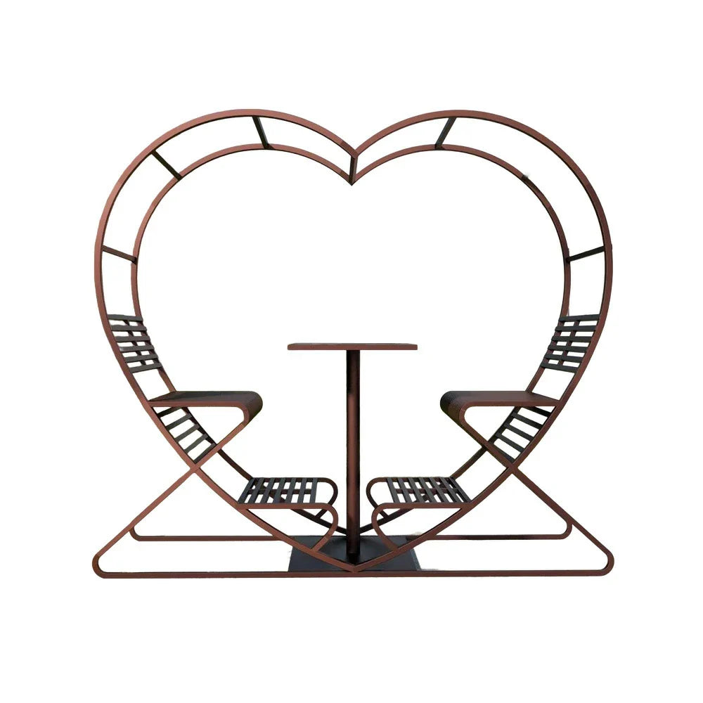 SOLARA Outdoor Heart-Shaped Chair, Double Steel - Frame Galvanized Thickened Brown