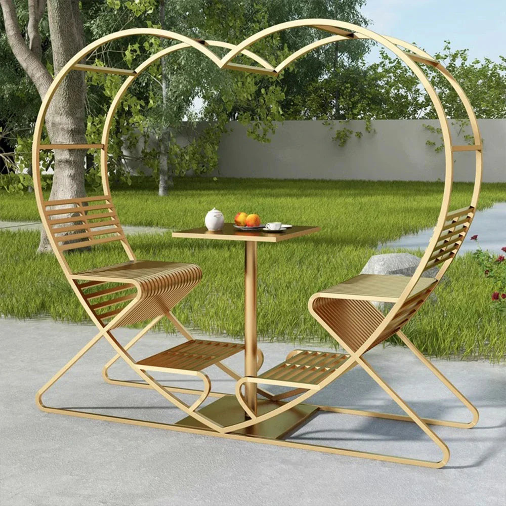 SOLARA Outdoor - Chair, Steel Double Galvanized Thickened Frame Heart-Shaped Gold