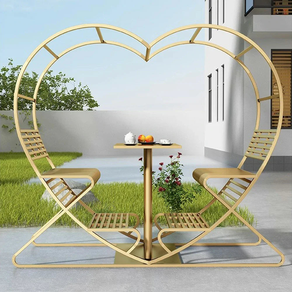 SOLARA Outdoor - Chair, Steel Double Galvanized Thickened Frame Heart-Shaped Gold