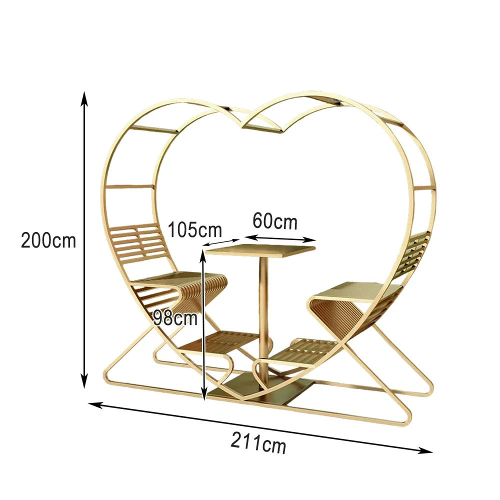 SOLARA Outdoor - Chair, Steel Double Galvanized Thickened Frame Heart-Shaped Gold
