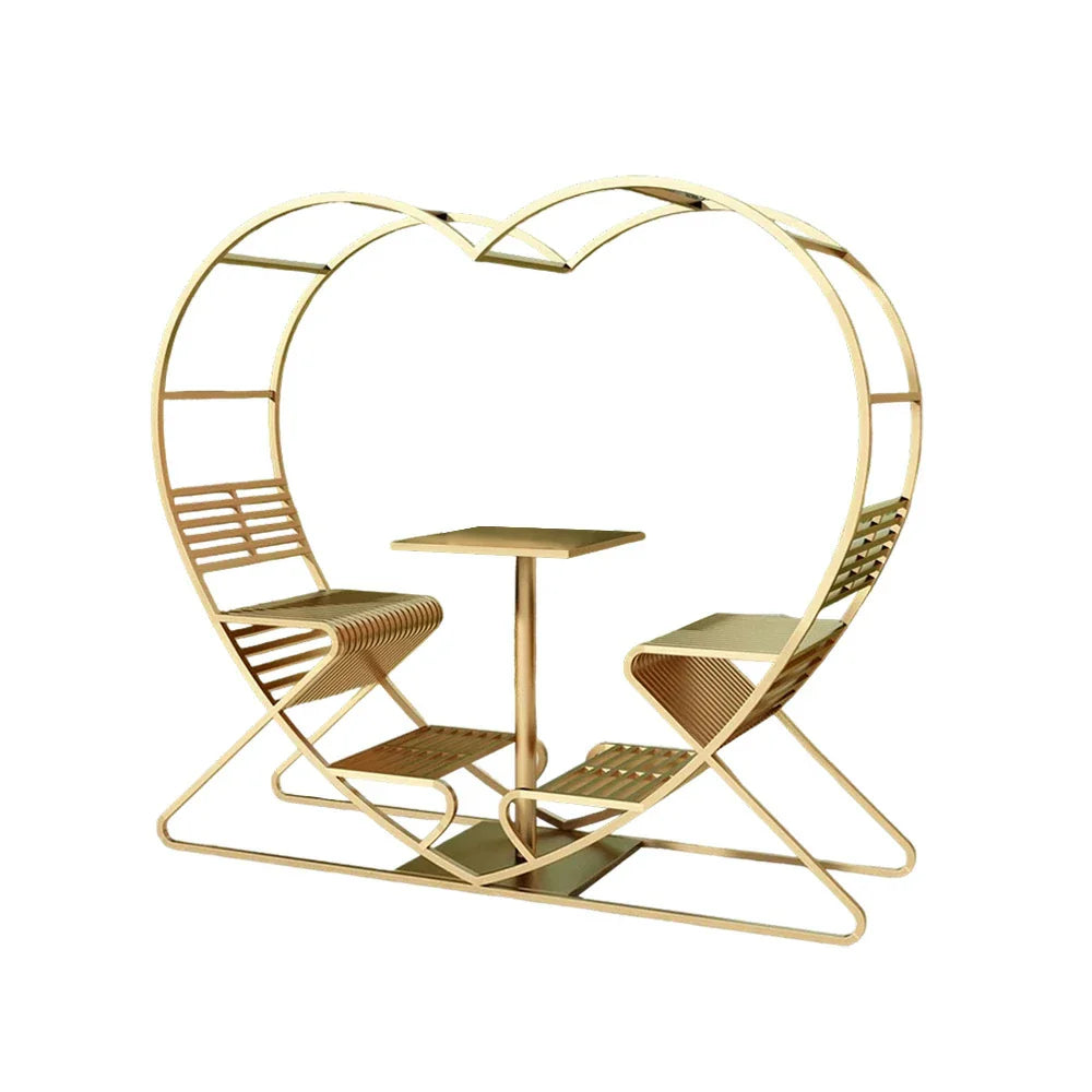 SOLARA Outdoor - Chair, Steel Double Galvanized Thickened Frame Heart-Shaped Gold