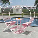 SOLARA Outdoor Frame Steel Thickened Galvanized Chair, Heart-Shaped Double - Pink