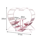 SOLARA Outdoor Frame Steel Thickened Galvanized Chair, Heart-Shaped Double - Pink