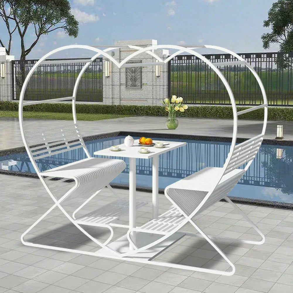 SOLARA Outdoor Chair, Heart-Shaped - Double Galvanized Steel Frame Thickened White