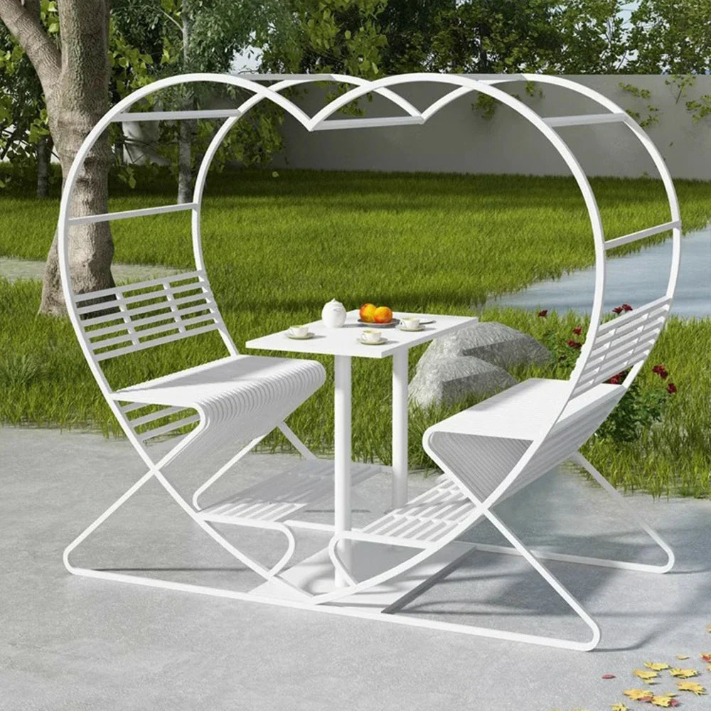 SOLARA Outdoor Chair, Heart-Shaped - Double Galvanized Steel Frame Thickened White