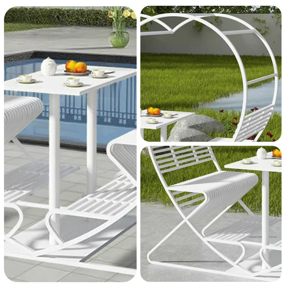 SOLARA Outdoor Chair, Heart-Shaped - Double Galvanized Steel Frame Thickened White