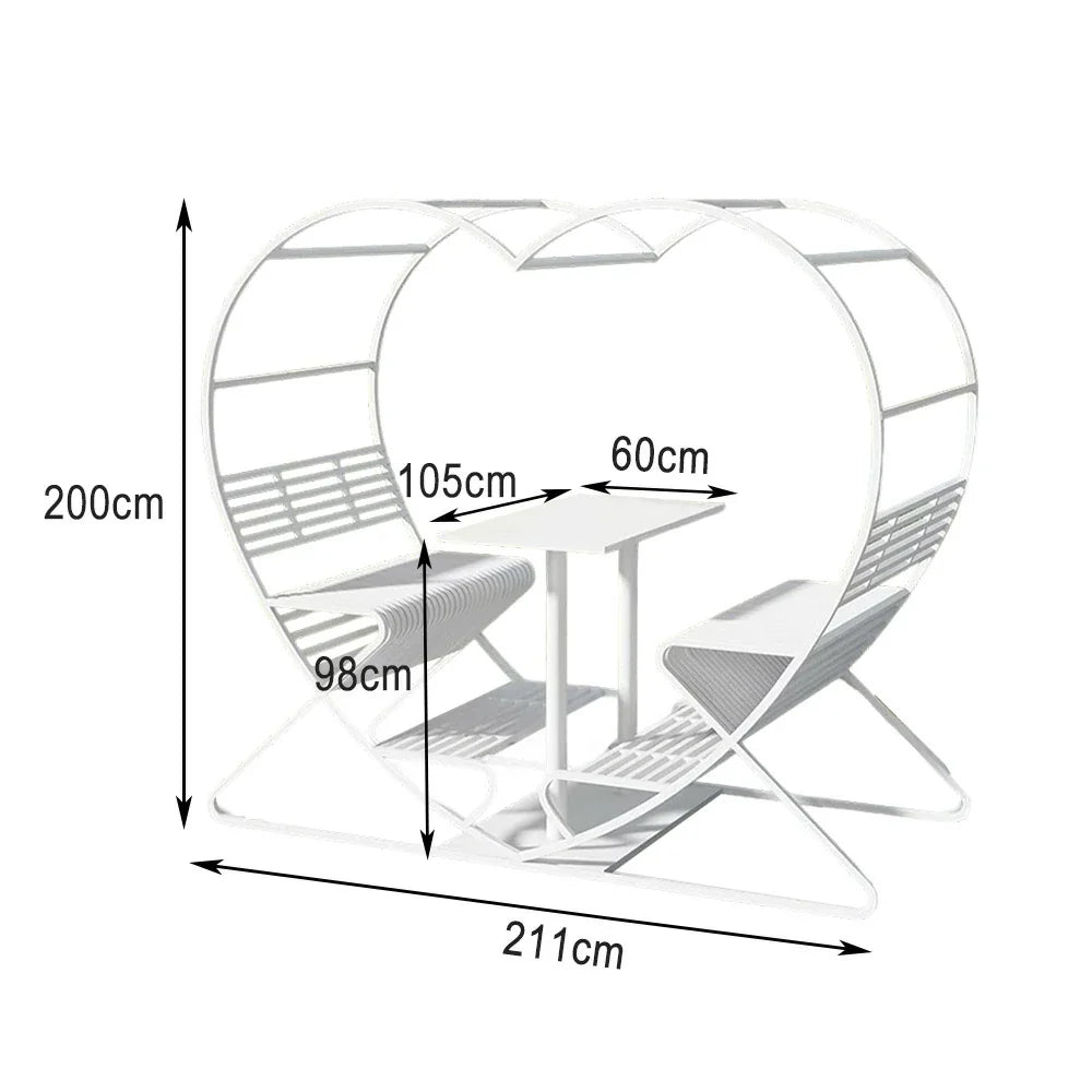 SOLARA Outdoor Chair, Heart-Shaped - Double Galvanized Steel Frame Thickened White