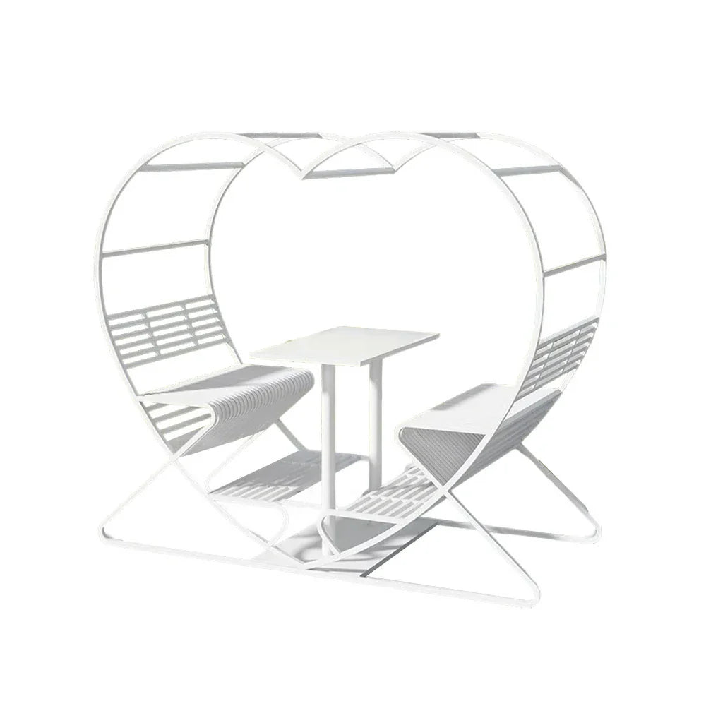 SOLARA Outdoor Chair, Heart-Shaped - Double Galvanized Steel Frame Thickened White