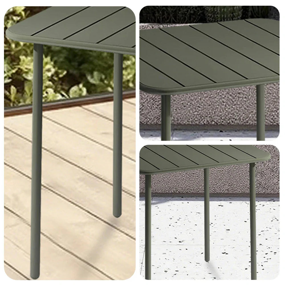 SOLARA 60/70/120/160cm Table, Balcony, Durable Garden Iron for Build Square Metal Green or Patio, Use