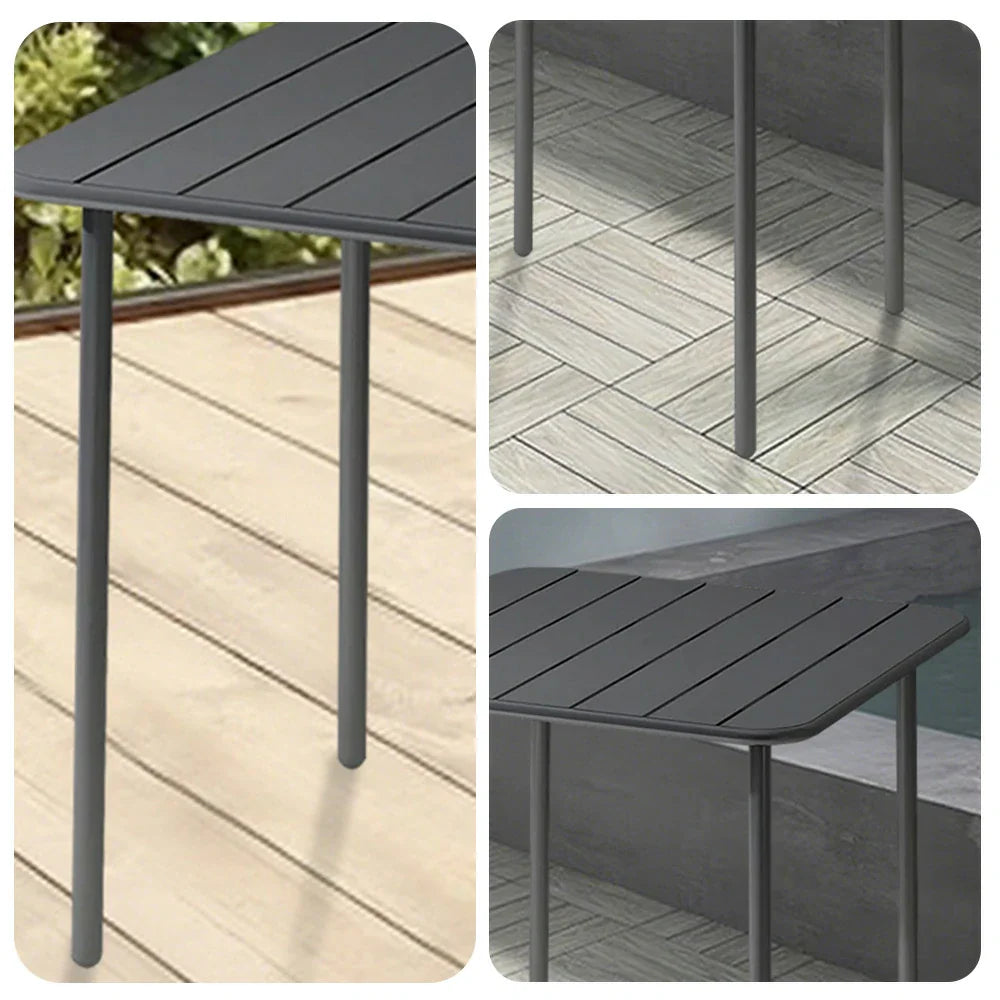 SOLARA 60/70/120/160cm Square Garden Build Gray Metal Durable Patio, Balcony, Table, for Iron or Use