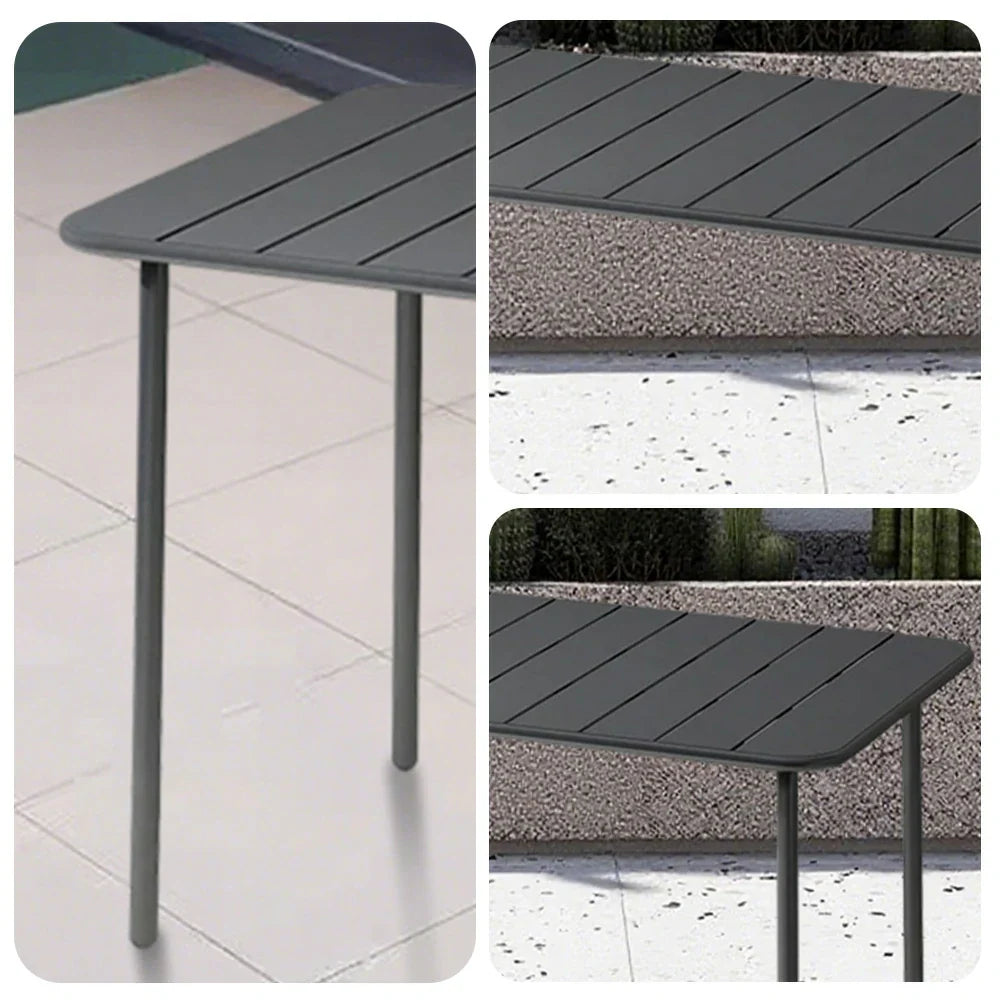 SOLARA 60/70/120/160cm Square Garden Build Gray Metal Durable Patio, Balcony, Table, for Iron or Use
