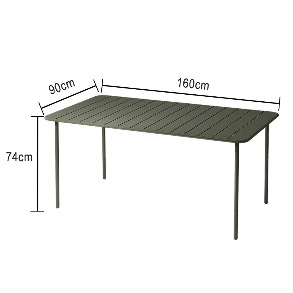 SOLARA 60/70/120/160cm Table, Balcony, Durable Garden Iron for Build Square Metal Green or Patio, Use