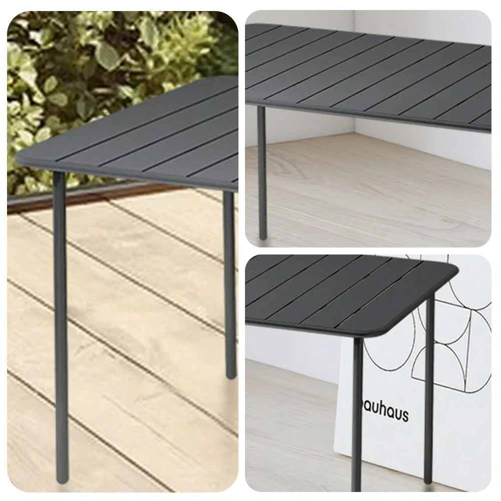 SOLARA 60/70/120/160cm Square Garden Build Gray Metal Durable Patio, Balcony, Table, for Iron or Use