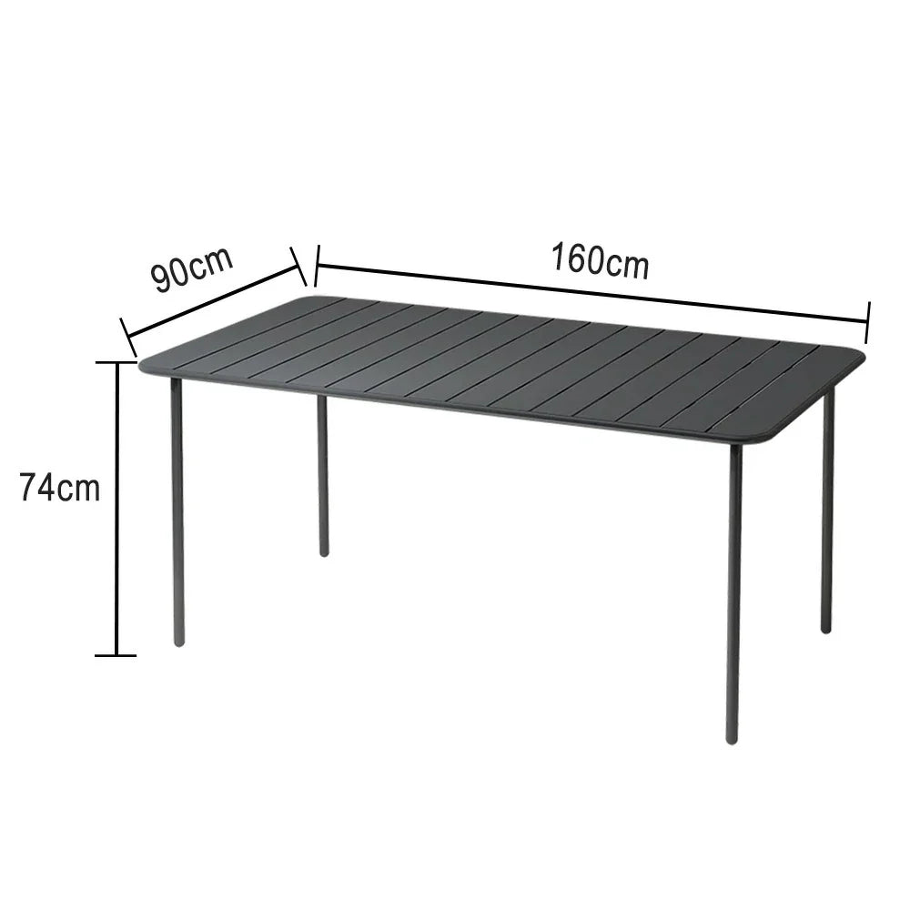 SOLARA 60/70/120/160cm Square Garden Build Gray Metal Durable Patio, Balcony, Table, for Iron or Use
